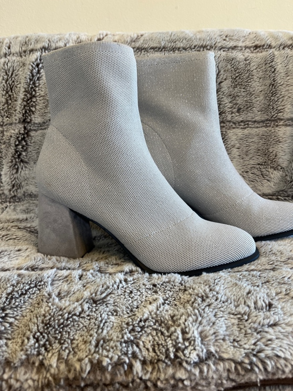 MIA Piana Sliver Knit Block Heel Ankle Boots